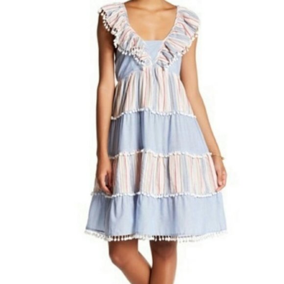 Romeo & Juliet Couture Dresses & Skirts - Romeo + Juliet Couture Cute Blue and White Ruffle Fringe Dress - Size Small